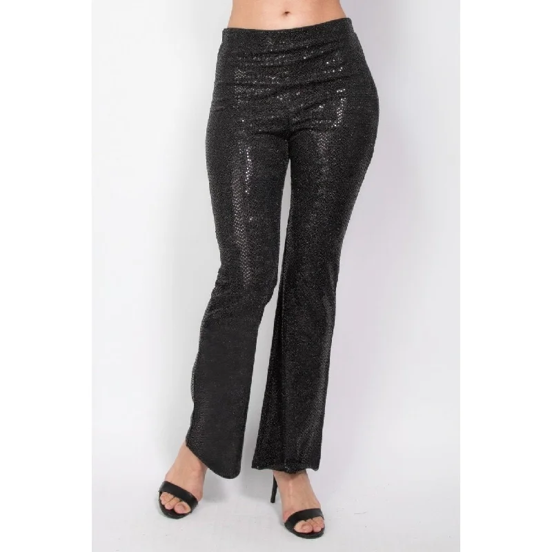 women's formal dress pants -Sequined Fit And Flare Midrise Pants