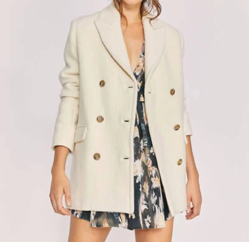 women's longline wool coats -Tolvak Coat In Ivory