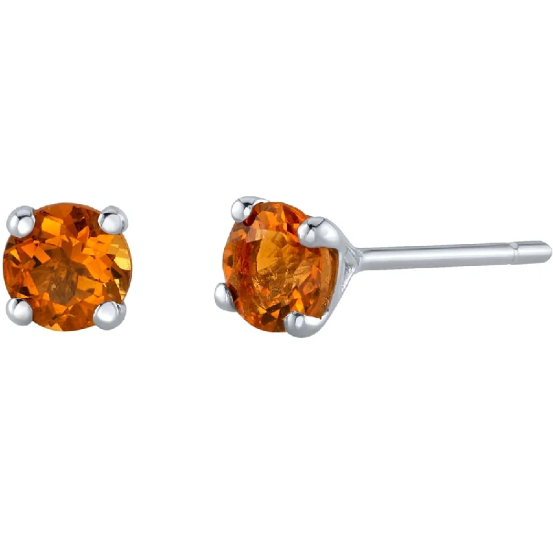 women's tribal-inspired earrings -14k Gold 4mm Round Citrine Solitaire Stud Earrings