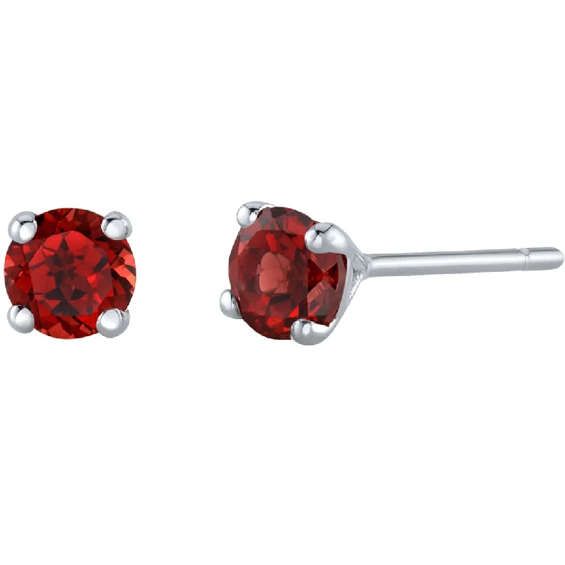 women's geometric dangle earrings -14k Gold 4mm Round Garnet Solitaire Stud Earrings