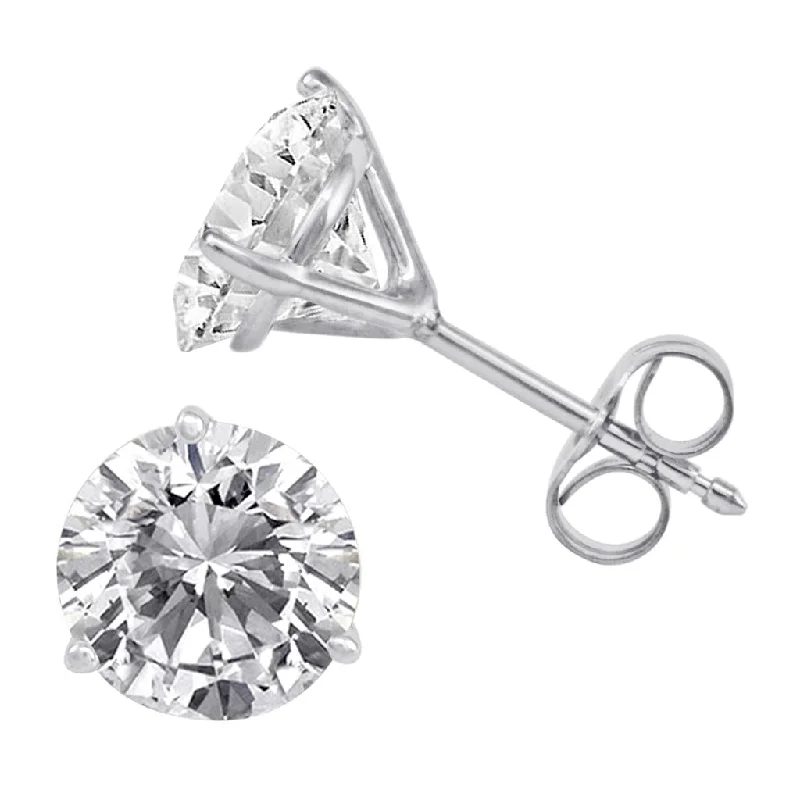 ladies' quirky earrings -14K White Gold 0.15 CTW Round Natural Diamonds Stud Earrings