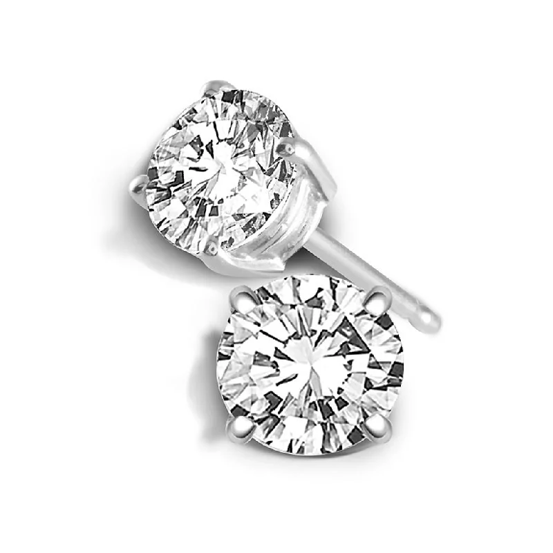 women's bow-shaped earrings -14K White Gold 0.50 CTW Diamond Stud Earrings