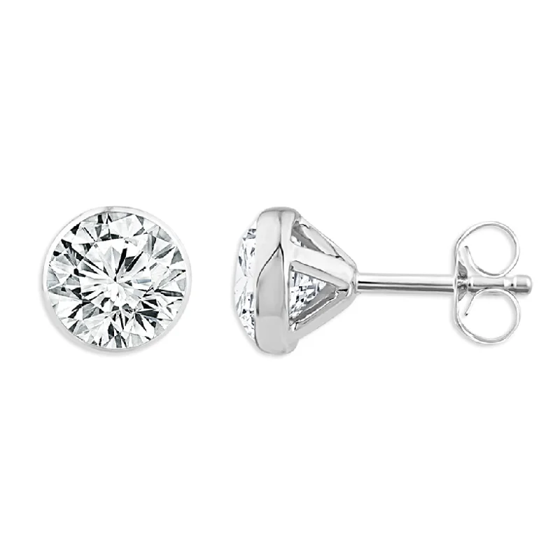 women's layered pearl earrings -14K White Gold 1.50 CTW Round Lab Grown Diamonds Stud Earrings