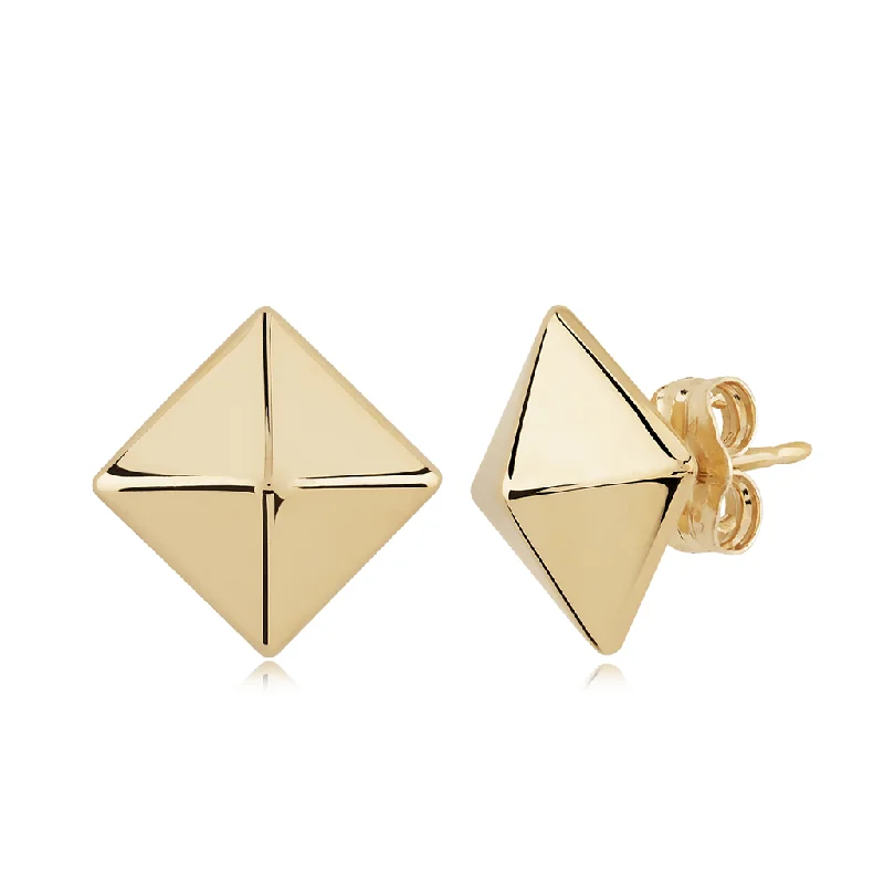 women's pastel color earrings -14K Yellow Gold 6mm Pyramid Stud Earrings