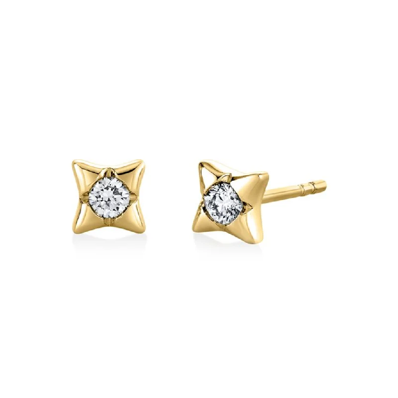 stylish sapphire earrings for women -14K Yellow Gold 'Solaz' Diamond Sun Stud Earrings