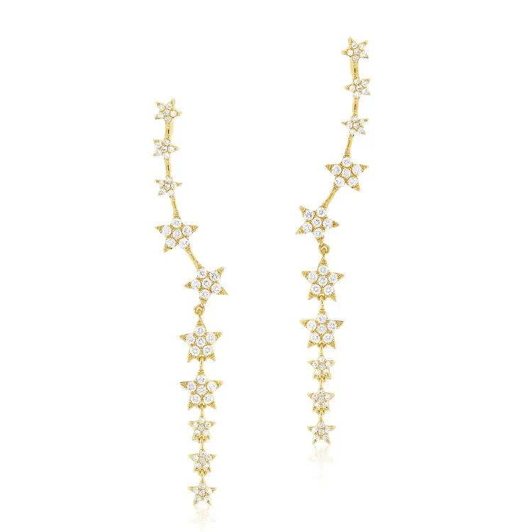 women's pastel color earrings -Celestial Crawler-Drop Star Diamond Earrings