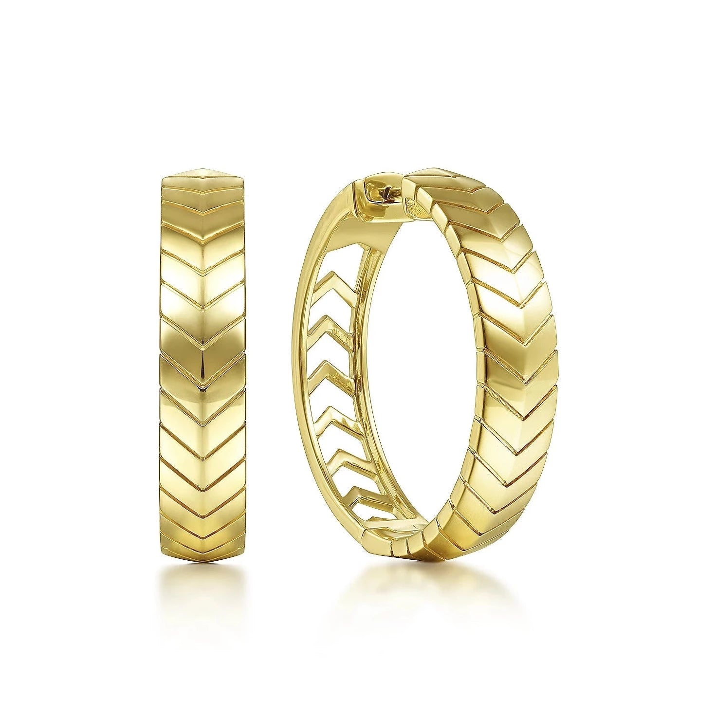 women's chain-link earrings -Chevron Earrings in 14K Yellow Gold