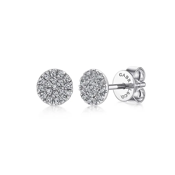 trendy safety pin earrings for women -Cluster Diamond Stud Earrings in 14K White Gold