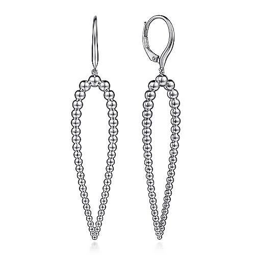 women's floral drop earrings -Bujukan Beaded Drop Earrings in Sterling Silver