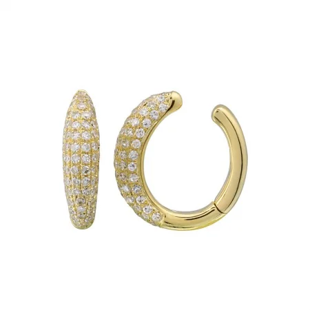 women's hammered metal earrings -Domed Diamond Pave Ear Cuff (Single)