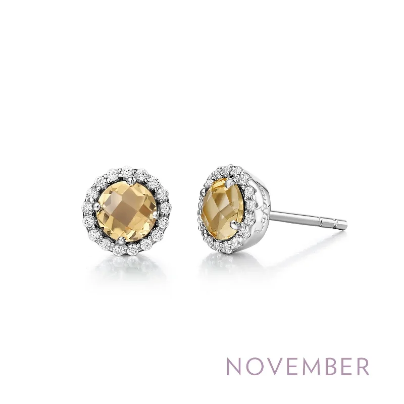 women's ear climbers -Citrine Birthstone Earrings in Sterling Silver