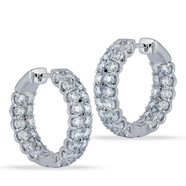 women's oversized statement earrings -Grown Diamond Double Row Inside-Outside Hoop Earrings