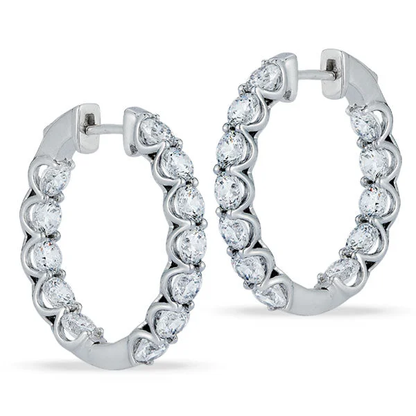 stylish heart-shaped earrings for women -Grown Diamond Hoop Earrings in 14K White Gold