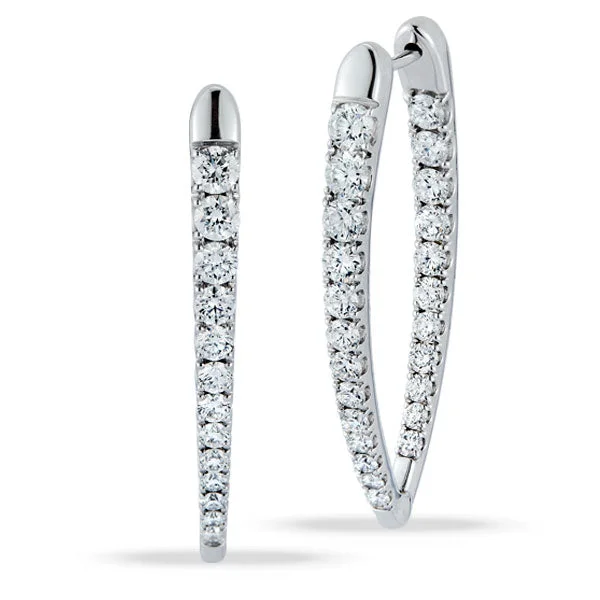 trendy celestial-themed earrings for women -Grown Diamond V Hoops in 14K White Gold