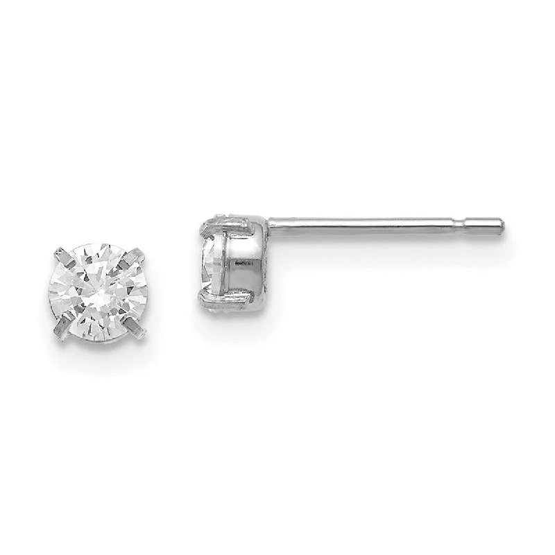 ladies' geometric earrings -Curata 14k White Gold Polished Post Earrings CZ Cubic Zirconia Simulated Diamond Stud 4.0mm Earrings Measures 4x4mm Wide