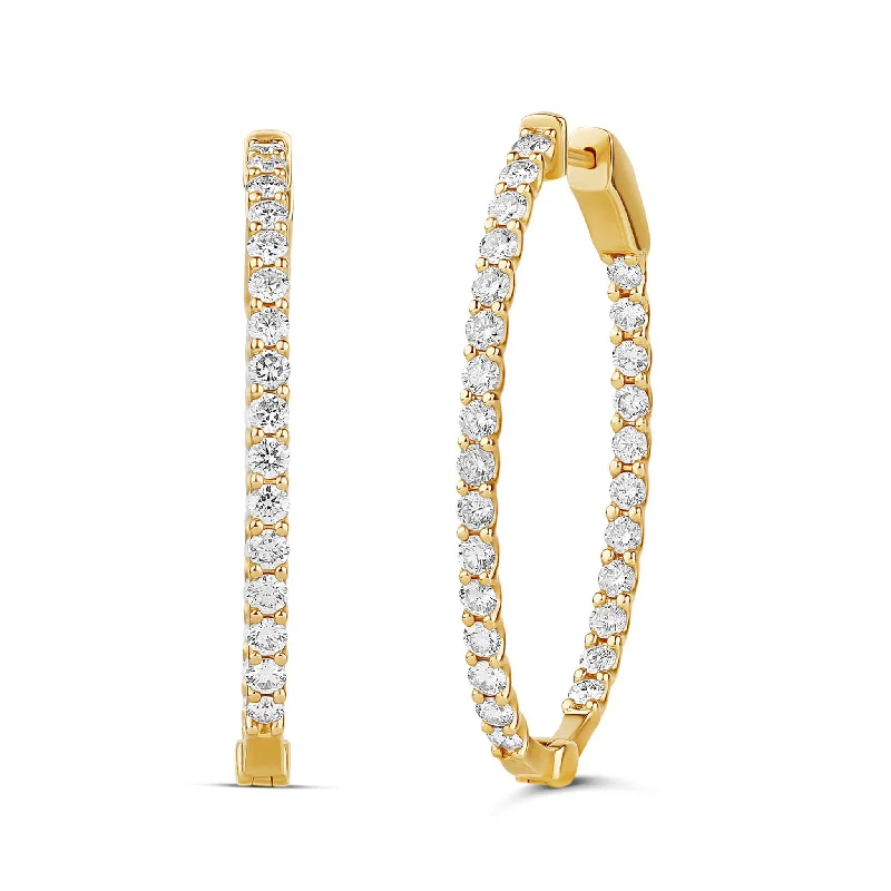 stylish oval hoop earrings for women -Diamond Elongated Imperial Hoops