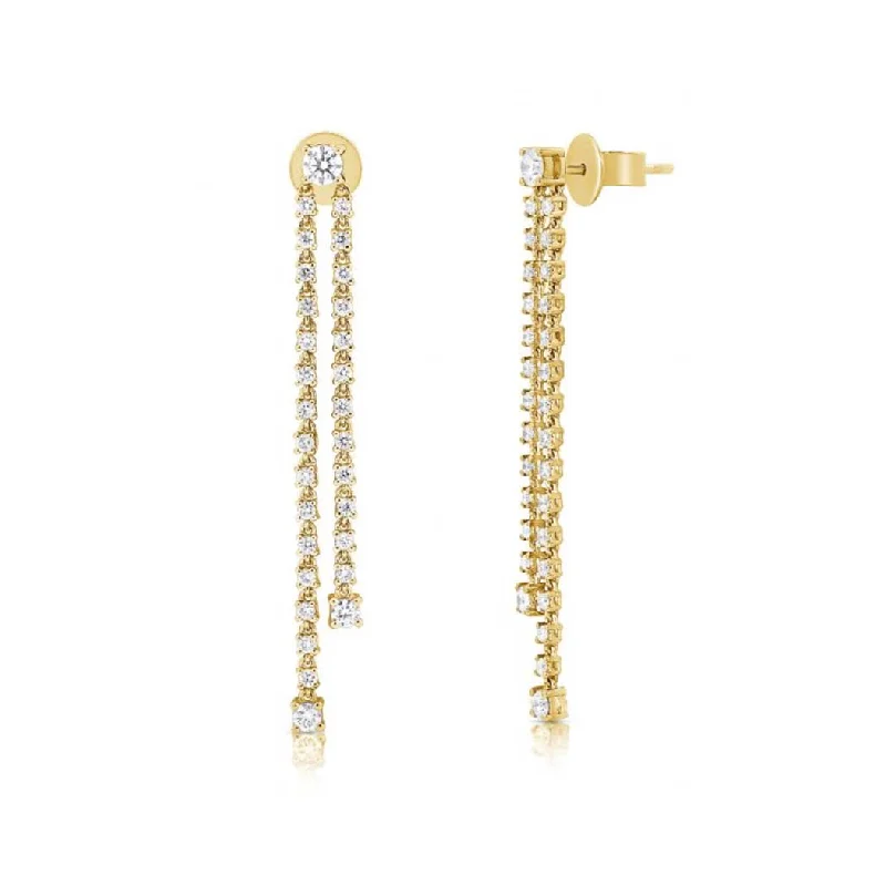 women's enamel earrings -Diamond Stud Cascade Earrings