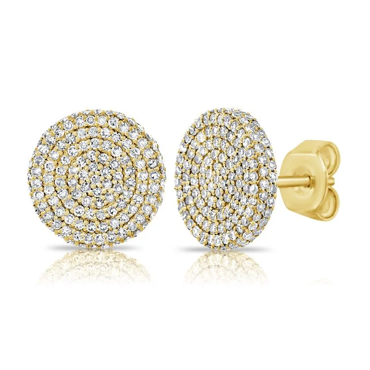 women's minimalist circle earrings -Domed Pave Statement disc earrings