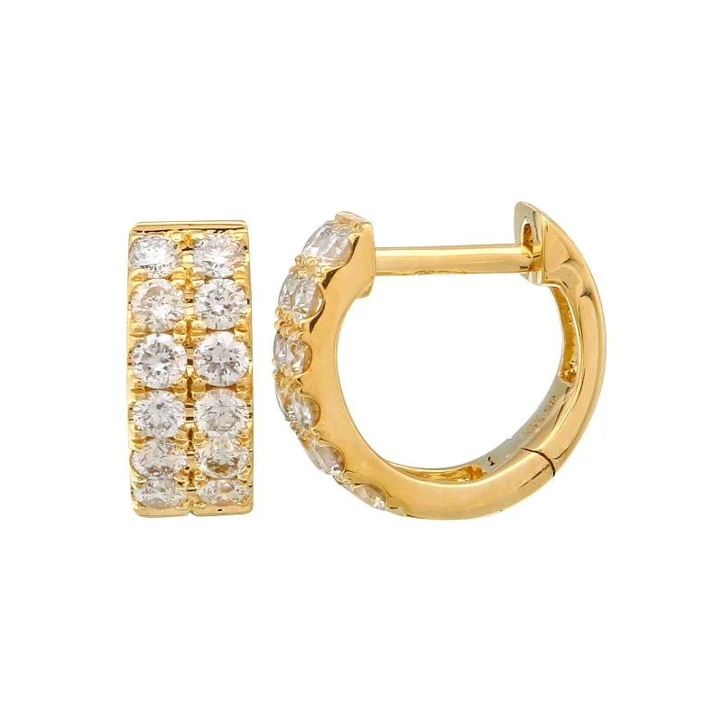 ladies' boho earrings -Double Pave Diamond Huggies