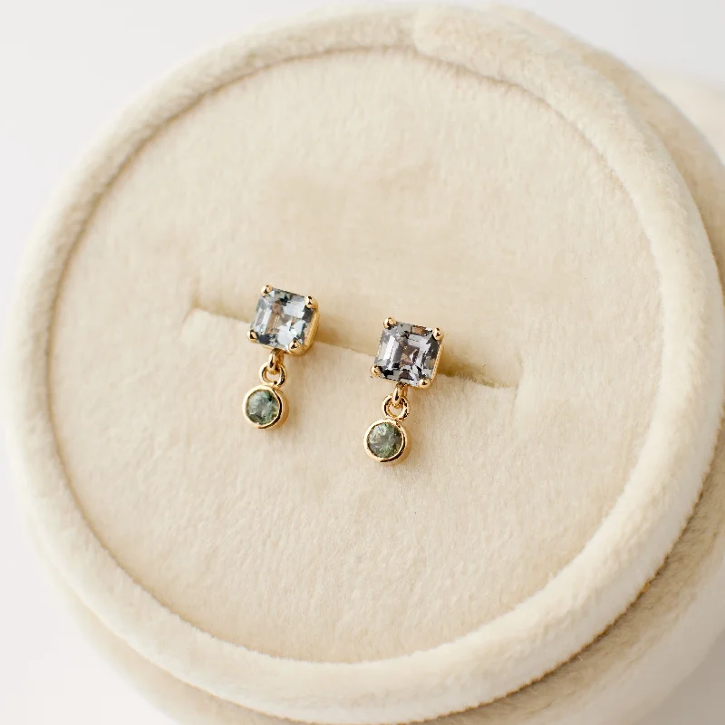 trendy oversized hoop earrings for women -Esme Earrings - Spinel + Green Sapphire