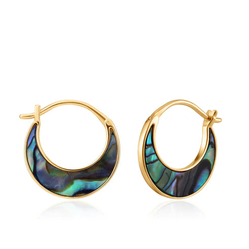 women's vintage pearl earrings -Gold Tidal Abalone Crescent Earrings