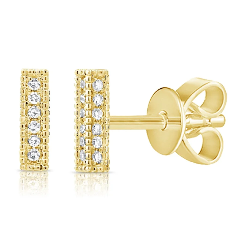 trendy mismatched earrings for women -Joelle Diamond Bar Stud Earring 14K Yellow Gold Earrings