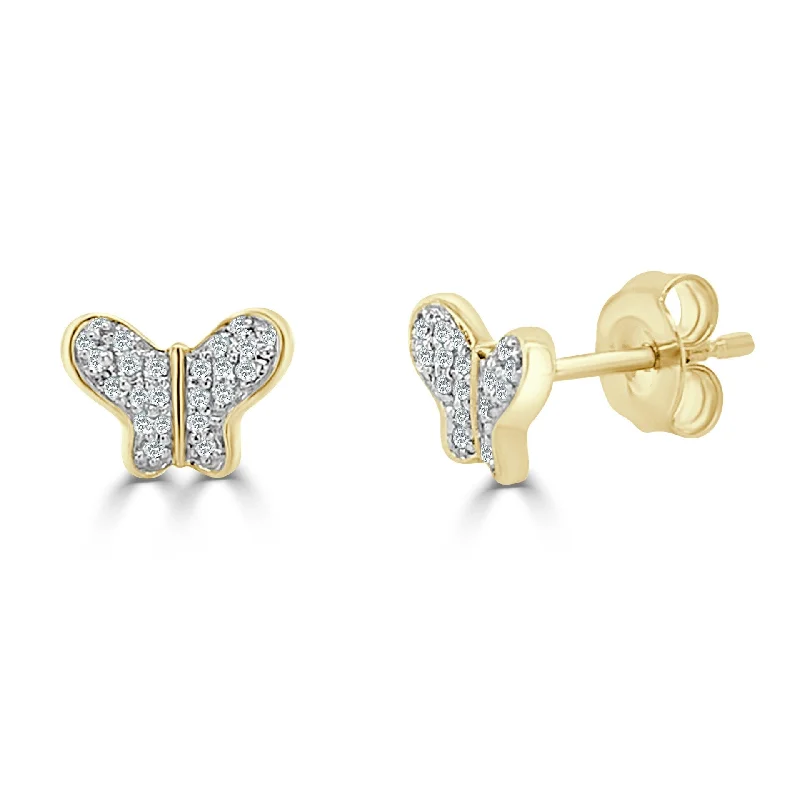 women's moon and star earrings -Joelle Diamond Butterfly Stud Earring 1/10 Cttw. 14K Gold Earring's