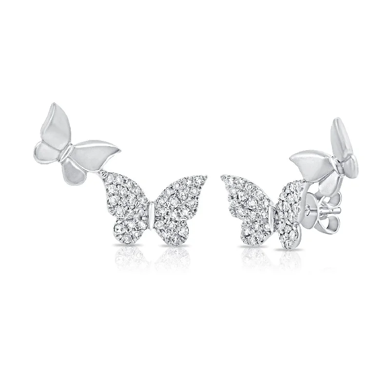 trendy snake-shaped earrings for women -Joelle Diamond Butterfly Stud Earrings 14K Gold