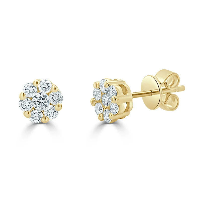 women's opal earrings -Joelle Diamond Cluster Stud Earrings 14K Gold