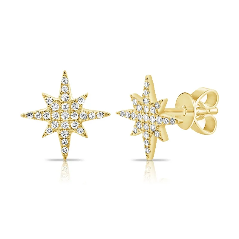 trendy punk-style earrings for women -Joelle Diamond Pave Starburst Stud Earrings 1/10 ct. t.w. 14K Gold