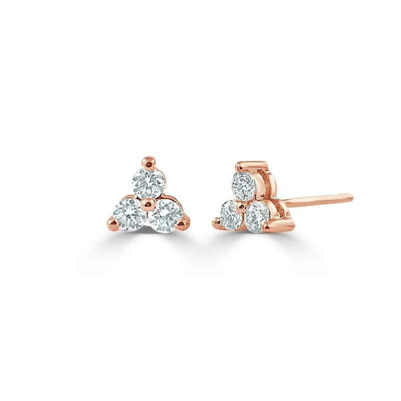 women's yin yang earrings -Joelle Diamond Stud Earrings 14K Rose Gold 1/4ct TDW - Pink