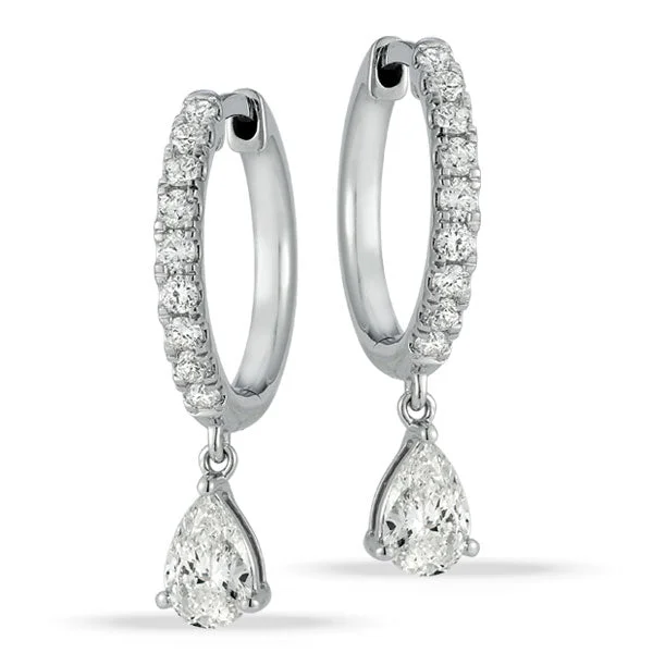 women's drop earrings -Lab Grown Diamond Drop Earrings in 14K White Gold