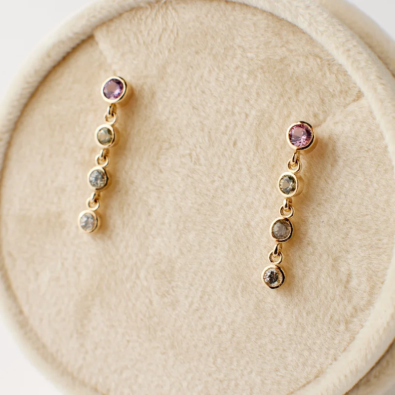 women's seashell drop earrings -Logan Earrings - Pink + Green Sapphires