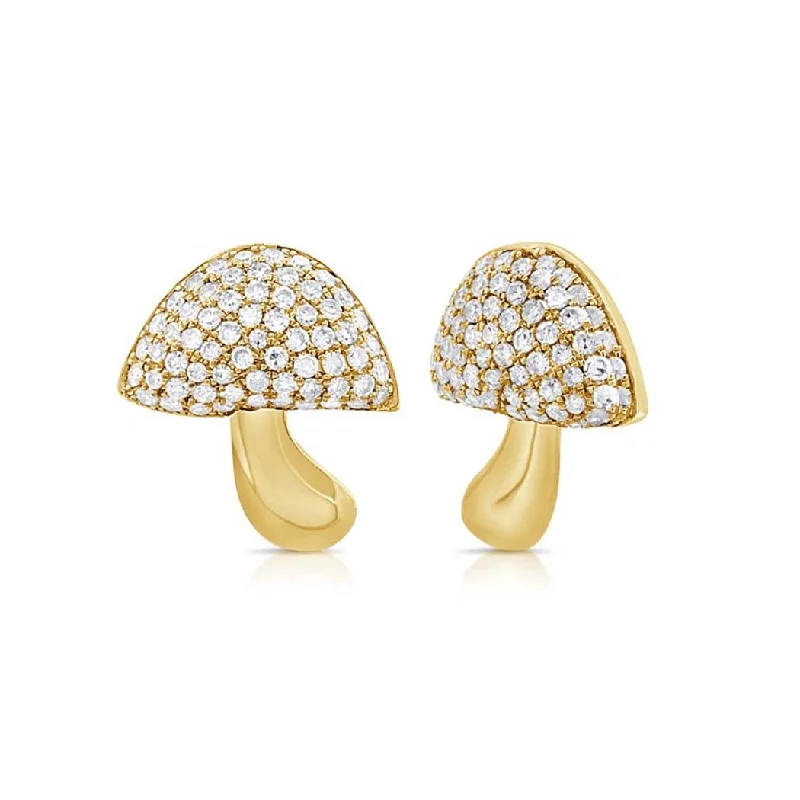 women's butterfly earrings -Mushroom Diamond Studs