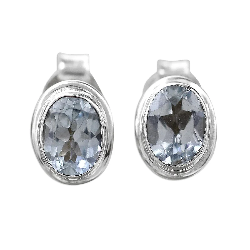 stylish cubic zirconia drop earrings for women -Novica Handmade Sky Duet Blue Topaz Stud Earrings