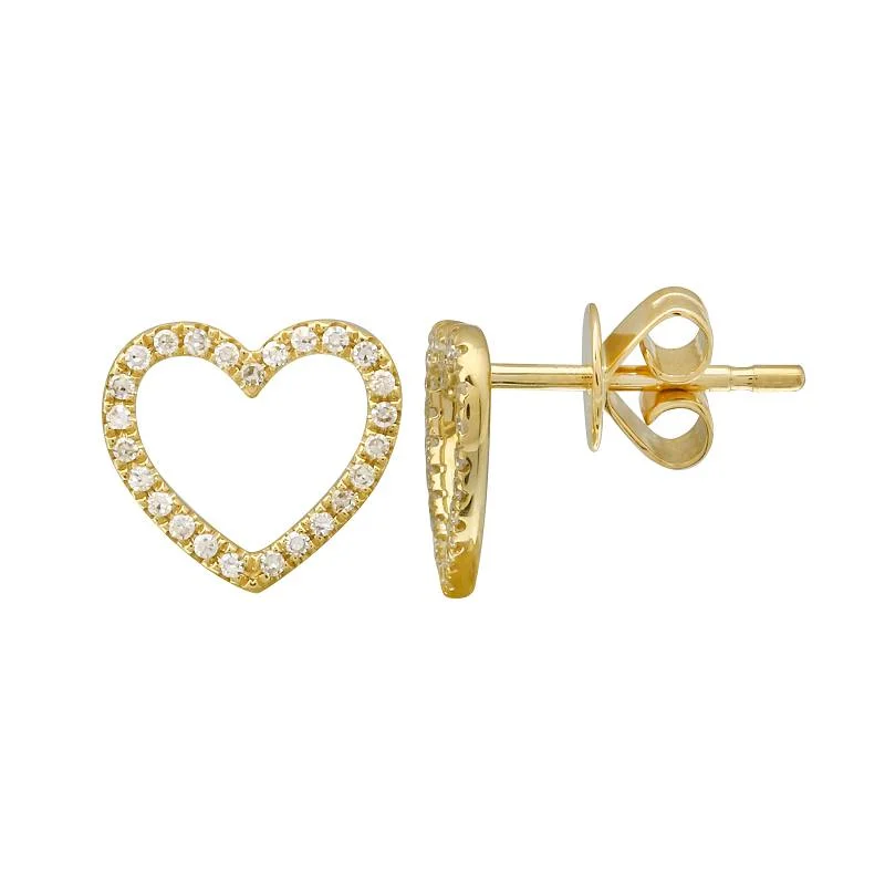 women's stud earrings -Open Heart Studs