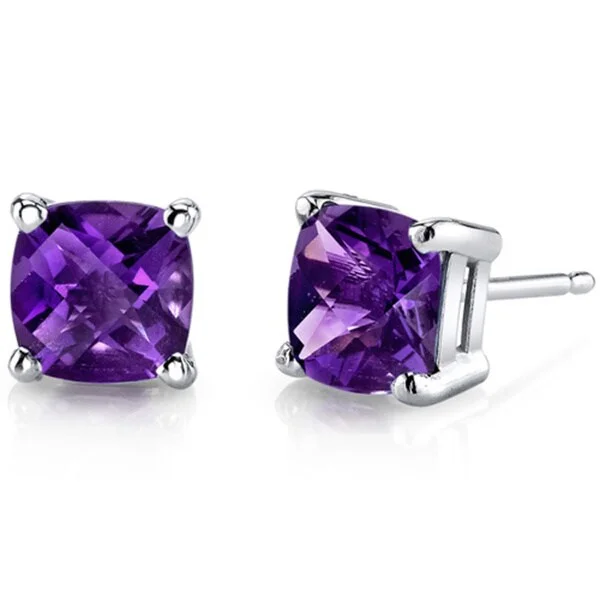 stylish chandelier earrings for women -Oravo 14k White Gold Cushion-cut Gemstone Stud Earrings