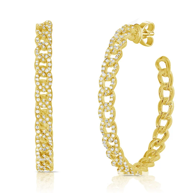 women's charm earrings -Pave Cuban Hoops