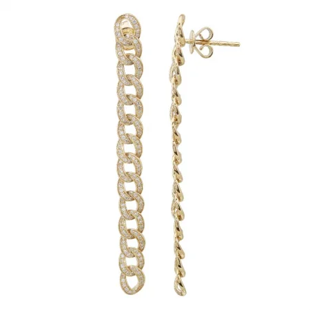 women's animal-shaped earrings -Pave Cuban Link Drop Earrings