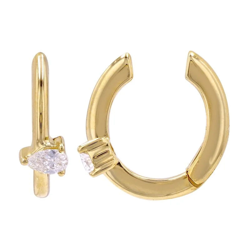 women's diamond earrings -Solid Pear Diamond Ear Cuff (Single)