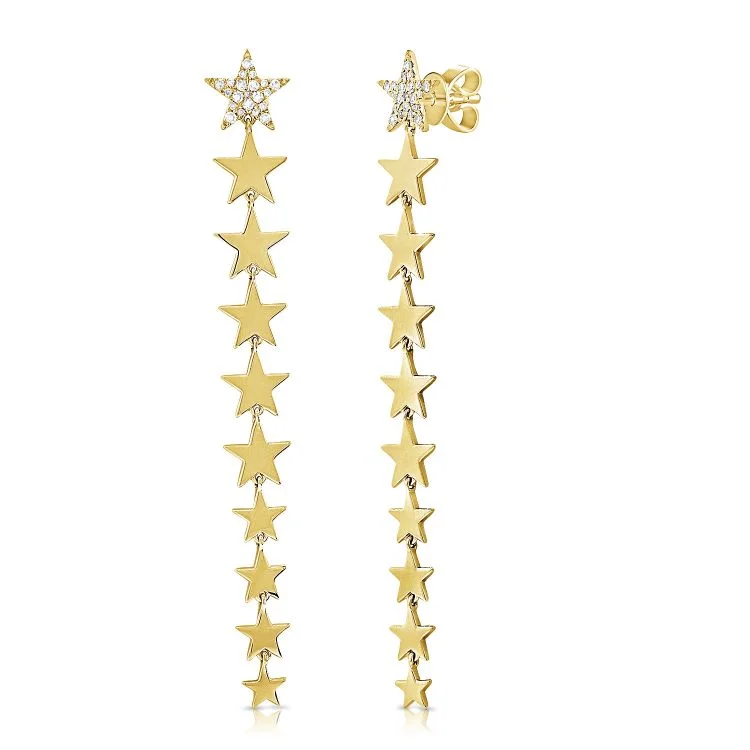 women's bow-shaped earrings -Statement Solid Dangling Star Earrings