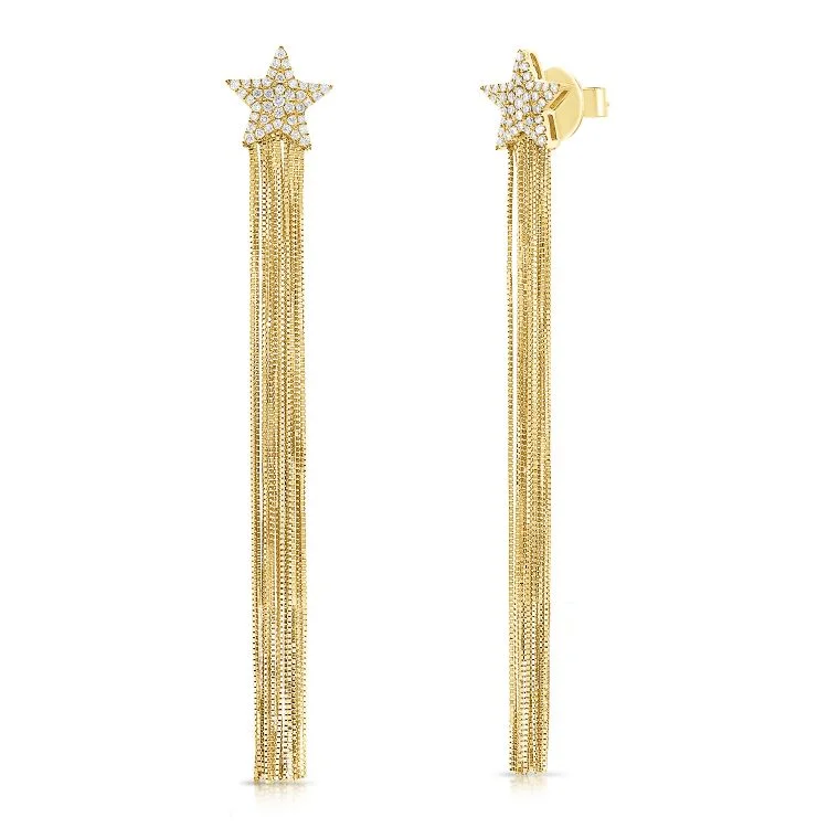 ladies' layered earrings -Statement Tassel Star Earrings