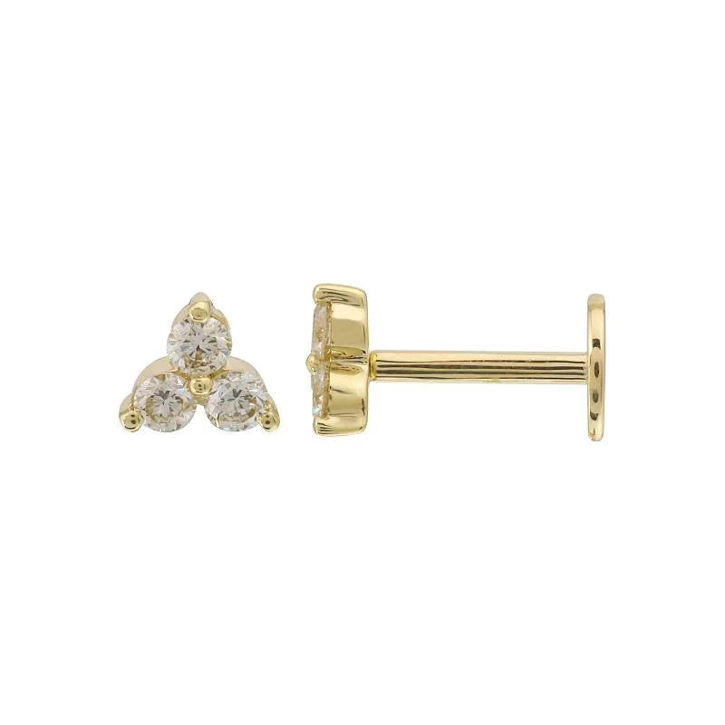 ladies' gemstone earrings -Trio set Flat Back Studs