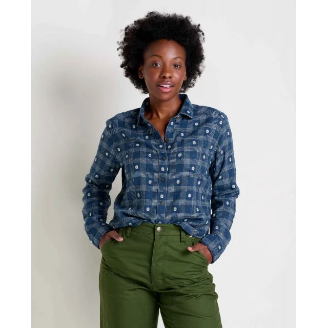 ladies' business casual tops -Women's Re-Form Flannel Boxy LS Shirt