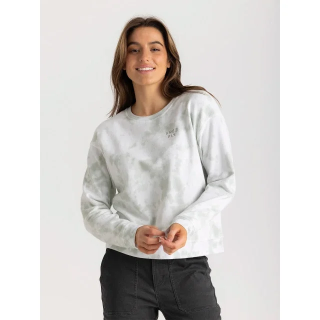 women's mock neck tops -Women's Embroidered Logo Fleece Crew