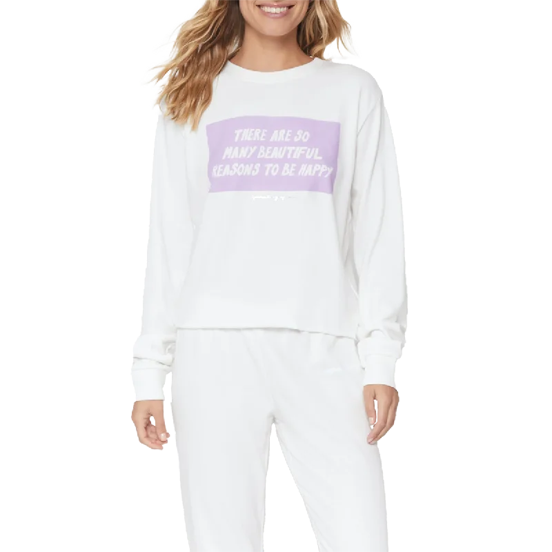 ladies' floral blouses -Women's Happy Crop Sweatshirt