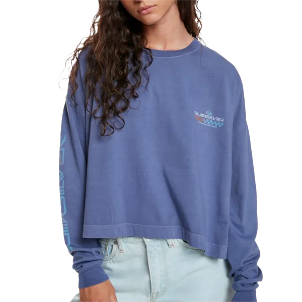 women's slim-fit T-shirts -Women's Oversize Cropped Long Sleeve Tee