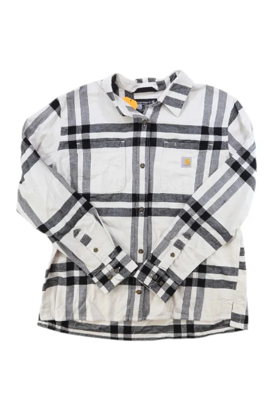 women's denim shirts -Carhartt Womens Rugged Flex Loose Fit Midweight Flannel LS Plaid Shirt