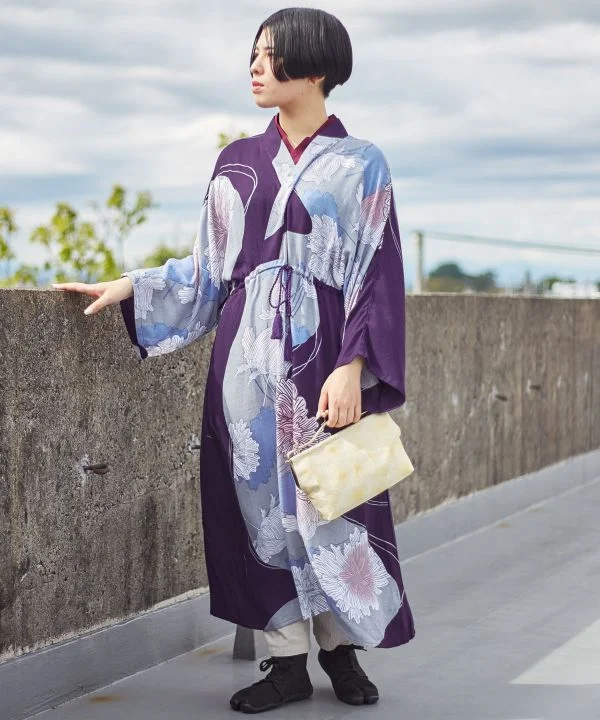 women's two-tone cocktail dress -HANAIKADA KIMONO Style Dress