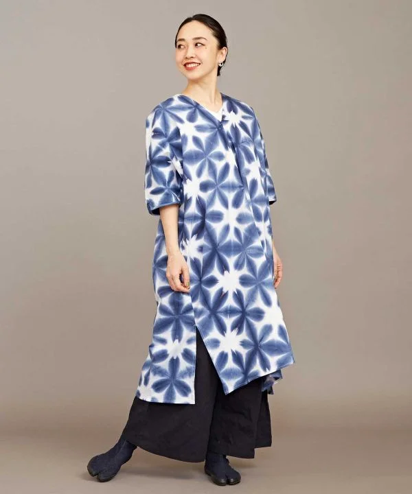 women's floral print wrap dress -SEKKA SHIBORI Blossom Dress